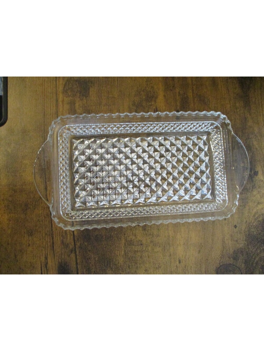 Vintage Anchor Hocking Wexford Clear Glass Cranberry Relish Tray Rectangle